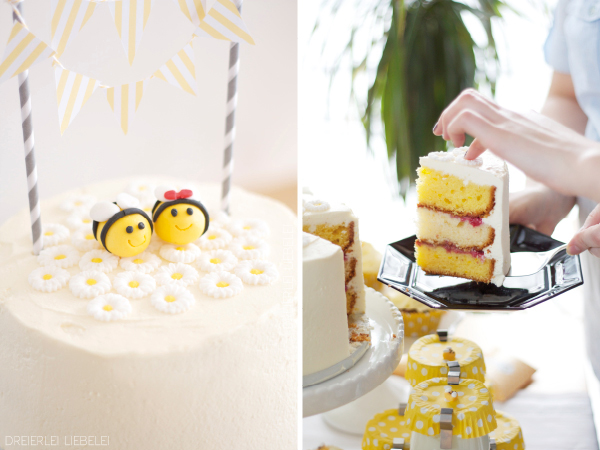 Baby Party Torte mit Bienen © www.dreierlei-liebelei.blogspot.de