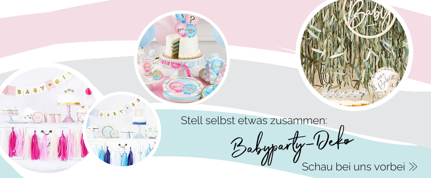 Bei uns kannst du dir eine unvergesslich schöne Babyparty-Deko selbst zusammenstellen