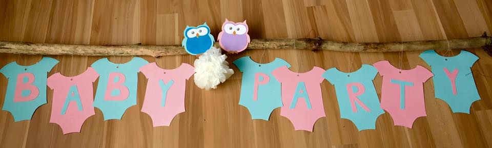 Baby Party Dekoration - diese tolle Eulen Girlande in rosa und blau ist der Star auf jeder Baby Shower