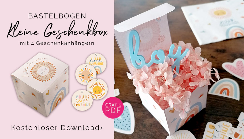 Kleine Geschenkboxen für die Babyparty gratis zum Download