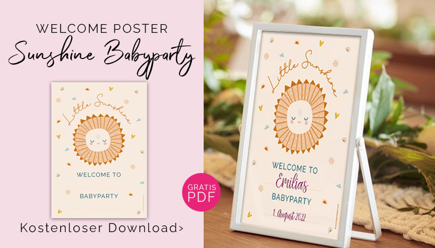 Gratis Willkommensposter für die Sunshine Babyparty