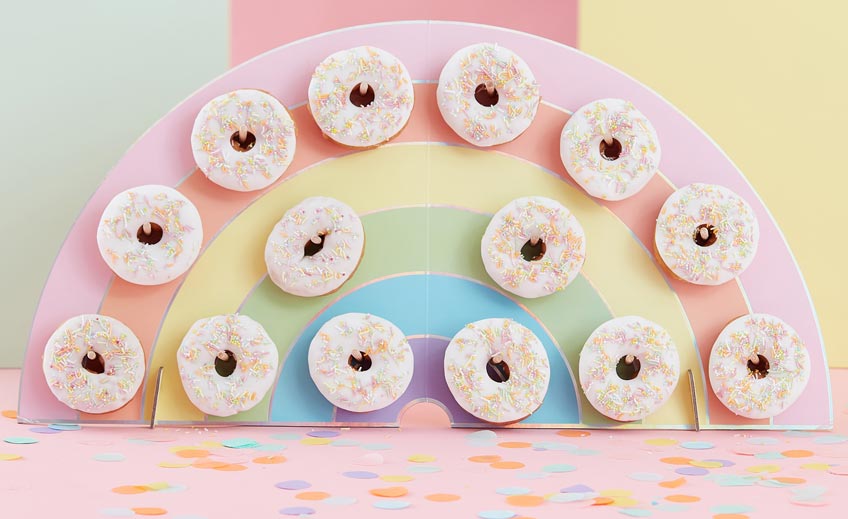 Die Donut Wall passt mit ihren Pastellfarben zu allen freundlichen Mottos