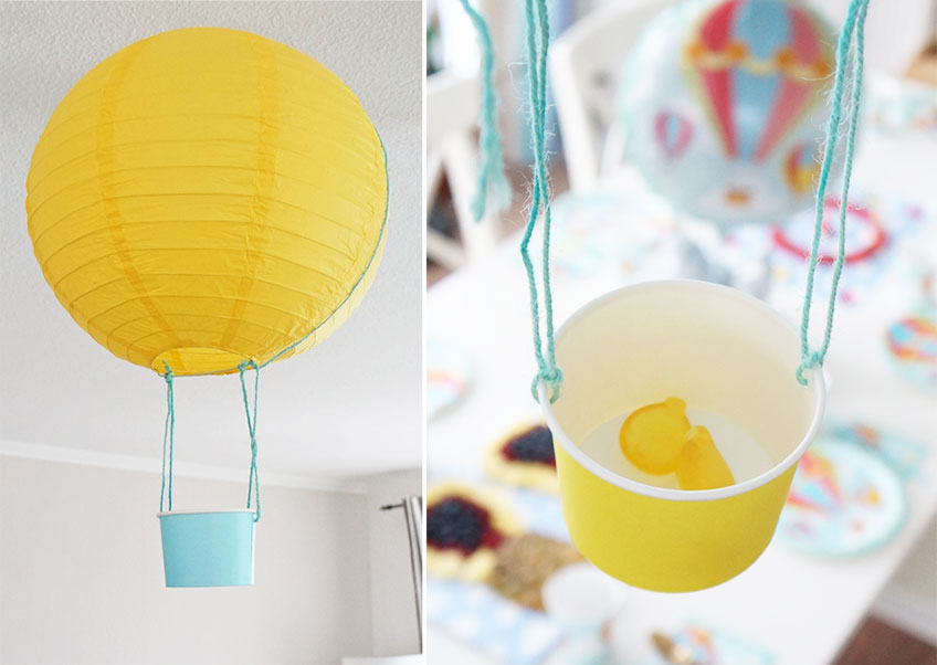 Heißluftballon mit einem Eisbecher zum Befüllen Heißluftballon mit einem Eisbecher zum Befüllen