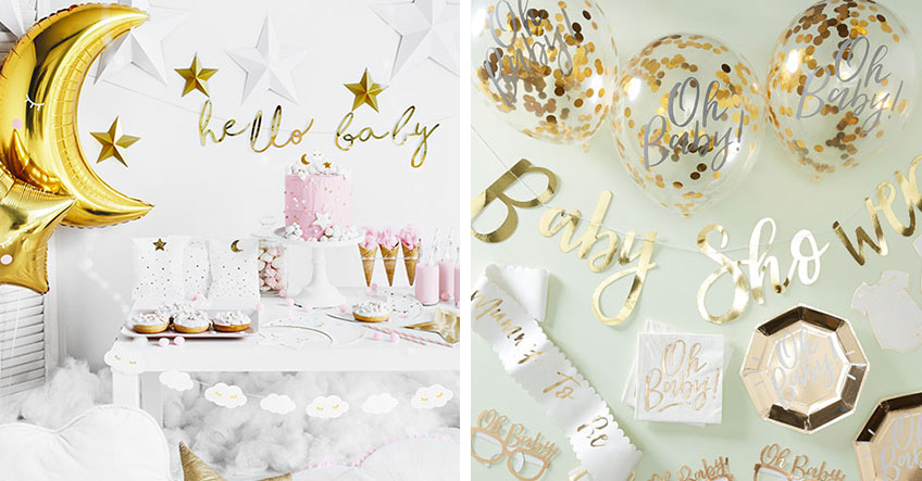 Du kannst dir bei uns schöne Babyparty-Deko auch einfach im fertigen Set nach Hause bestellen Du kannst dir bei uns schöne Babyparty-Deko auch einfach im fertigen Set nach Hause bestellen