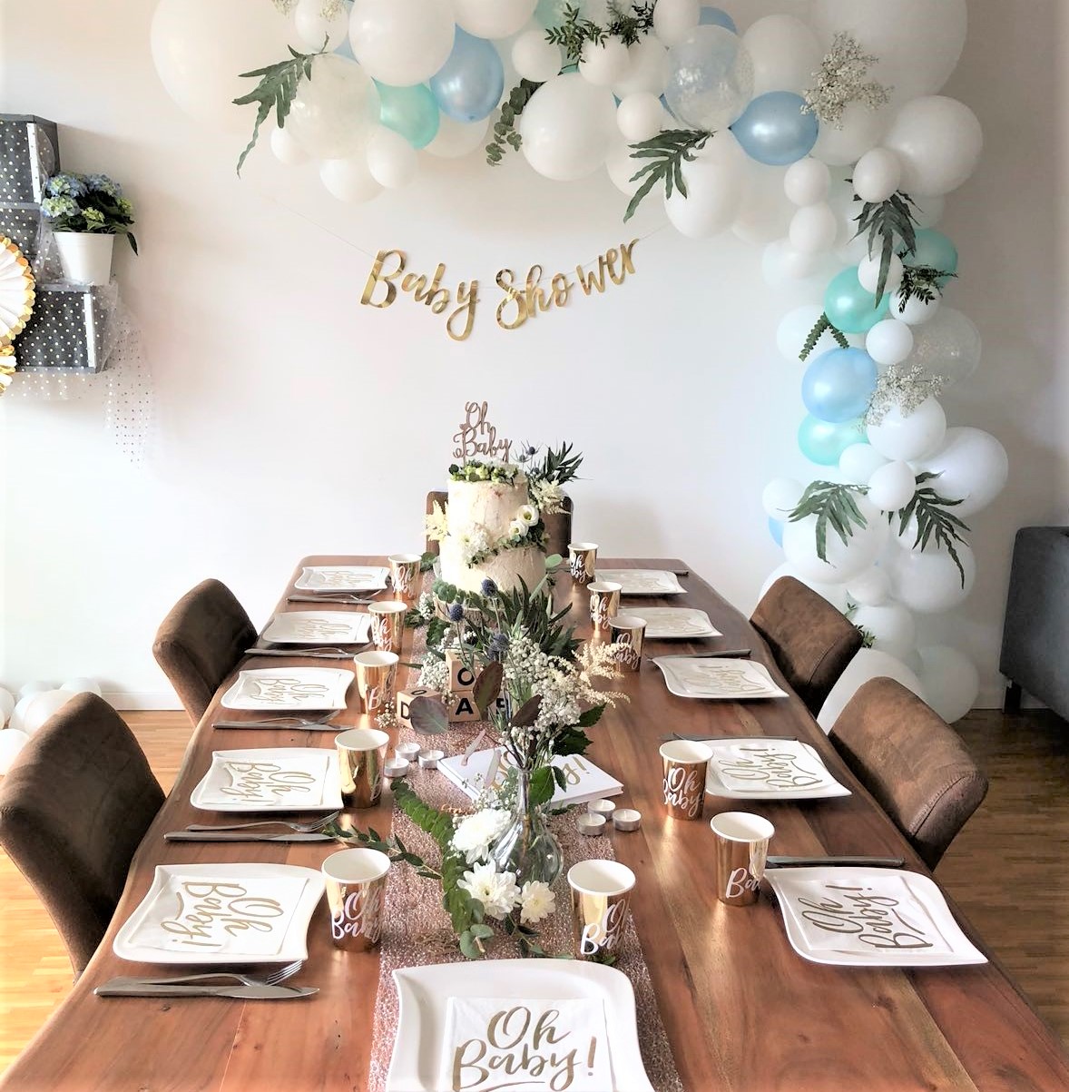 Frische und alternative Babyparty-Deko - Greenery (c) myboys_and_i