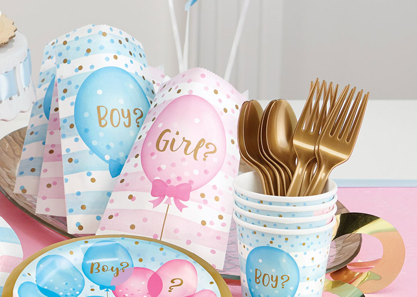 In diese Papiertüten passen eure kleinen Mitgebsel und Geschenke zur Gender Reveal Party hervorragend hinein