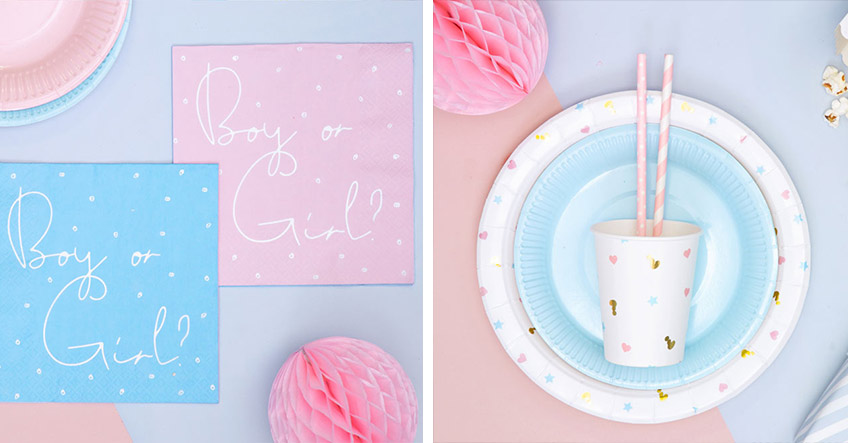 "Boy or Girl?" Servietten und dazu passende Teller für deine Gender Reveal Party "Boy or Girl?" Servietten und dazu passende Teller für deine Gender Reveal Party
