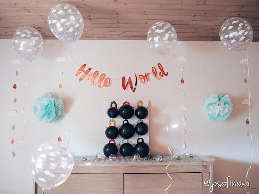 Gender Reveal mit Darts - ein Ballon enthält pinkes oder blaues Konfetti (c) josefinewa Gender Reveal mit Darts - ein Ballon enthält pinkes oder blaues Konfetti (c) josefinewa