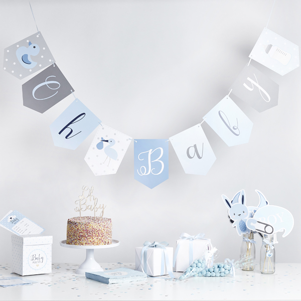 Klassische Blautöne & Babymotive für deine Jungen-Babyparty