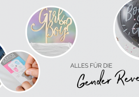 Alles von Deko über Spiele bis Backzubehör für die Gender Reveal findest du hier