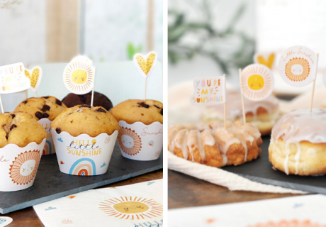 Unsere Sonnen-Cake-Picks verschönern blitzschnell deine Snacks zur Babyparty und jedem Anlass rund ums Baby
