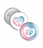 Button „Babyfüßchen“ - rosa/blau