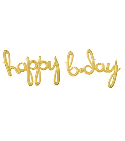 Script-Folienballon "Happy b-day" - gold - 192 x 68 cm