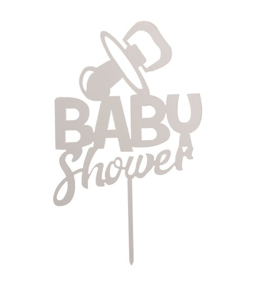Cake-Topper aus Acryl "Baby Shower" - silber