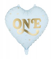 Herz-Folienballon "One" - hellblau - 45 cm
