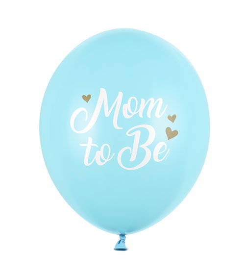 Luftballons "Mom to Be" - hellblau - 30 cm - 6 Stück