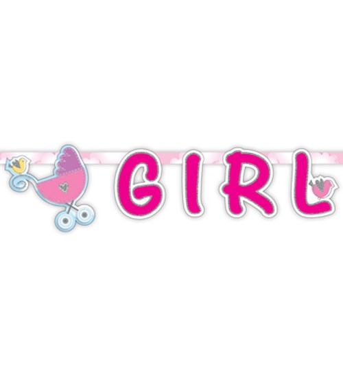 Schriftzuggirlande mit Storch "It's a Girl" - 1,7 m