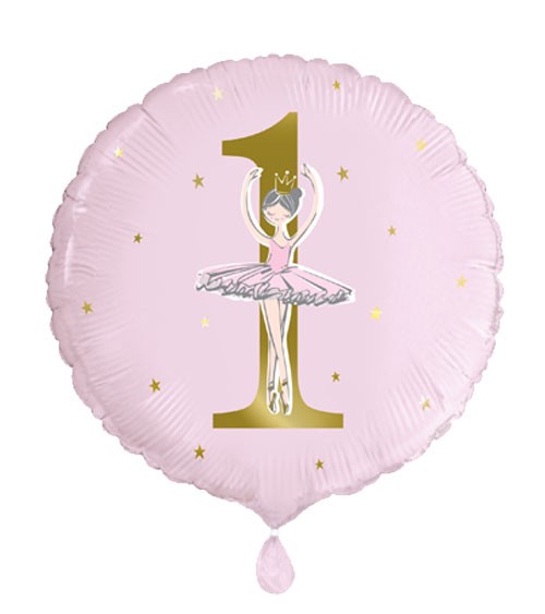 Runder Folienballon "Ballerina - 1. Geburtstag" - 46 cm