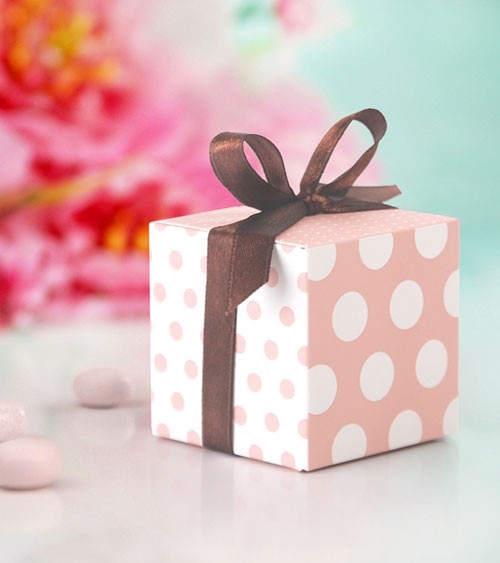 Gastgeschenkboxen mit Punkten - rosa/weiß - 10 Stück