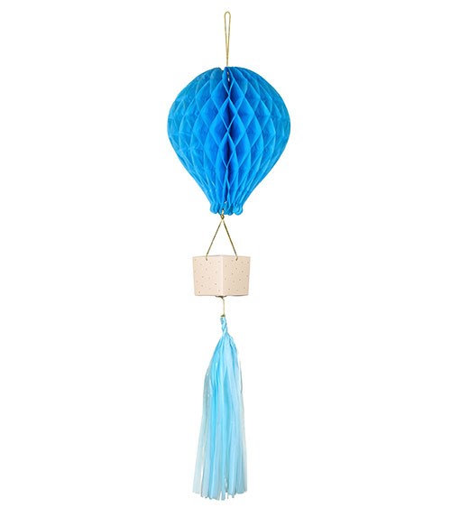 DIY-Waben-Deko "Heißluftballon" - blau - 22 x 90 cm