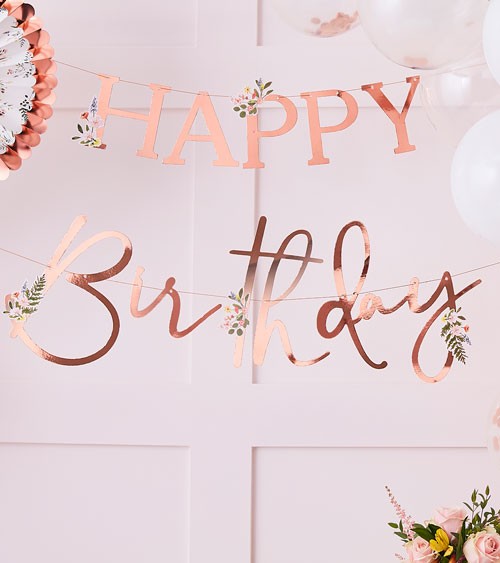 DIY Happy Birthday-Girlande "Botanical Tea Party" - 2-teilig