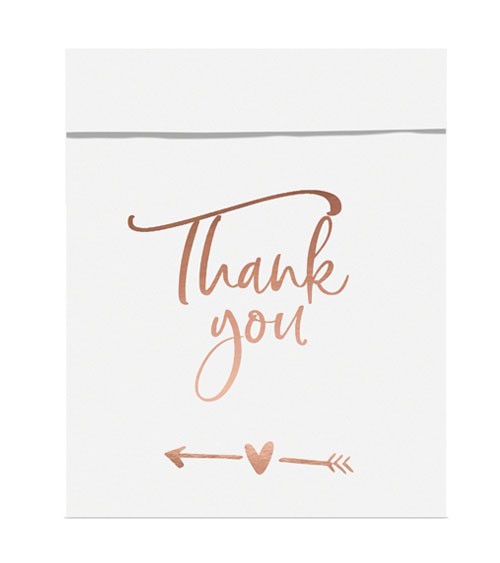 Papiertüten "Thank You" - weiß/rosegold - 6 Stück