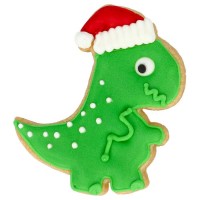Ausstechform mit Innenprägung "T-Rex mit Weihnachtsmütze" - 8 cm
