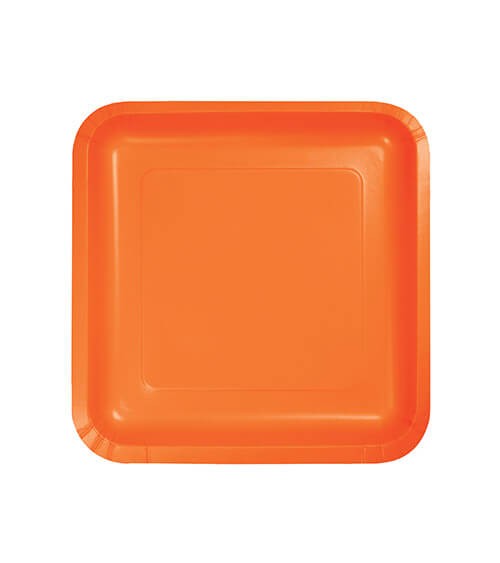 Kleine eckige Pappteller - orange - 18 Stück