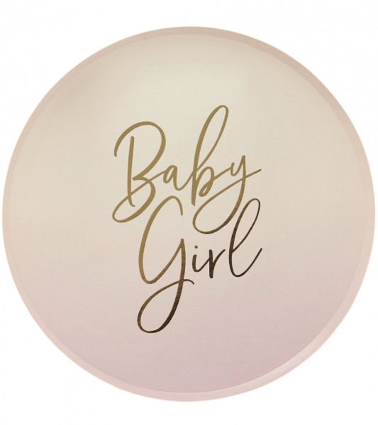 Pappteller "Baby Girl" - rosa ombre - 8 Stück