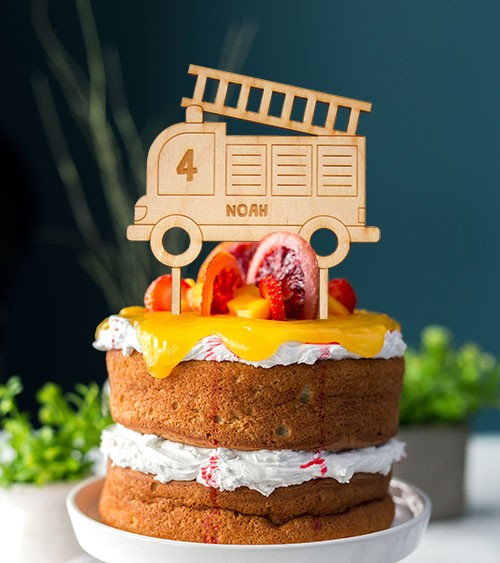 Dein Cake-Topper "Feuerwehr" aus Holz - Wunschtext