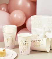 Pappbecher "Baby Girl" - rosa ombre - 8 Stück