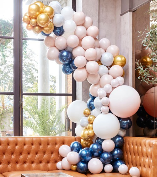 Deluxe Ballongirlanden-Set - gold, nude, navy & marmor - 200-teilig