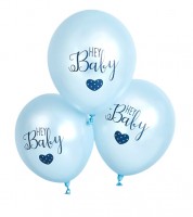 Luftballons "Hey Baby" - blau - 6 Stück