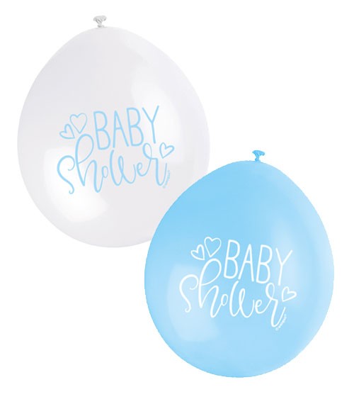 Luftballon-Set "Baby Shower" - hellblau/weiß - 23 cm - 10 Stück