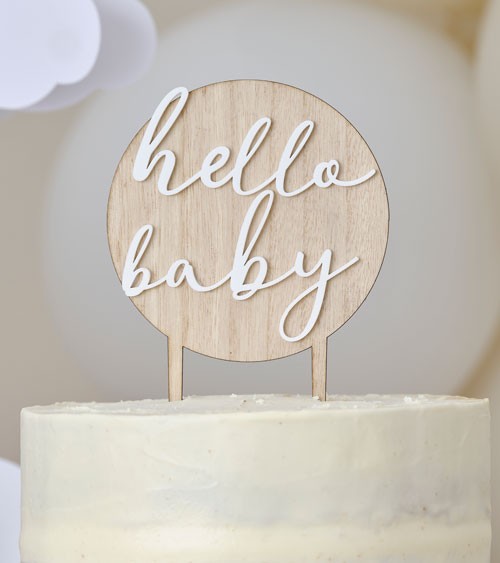 Hello Baby Cake-Topper aus Holz & Acryl