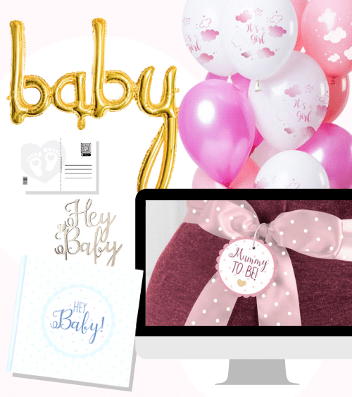 Virtuelle Babyparty Set "Mummy to be - rosa" - 17-teilig