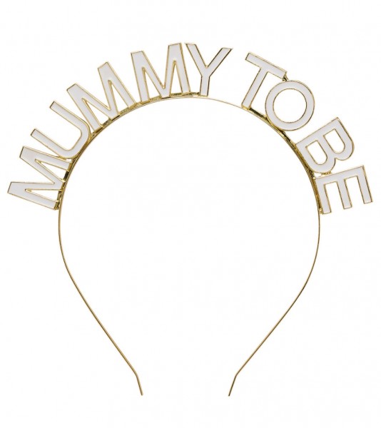 Mummy to be-Haarreif aus Metall - gold & weiß