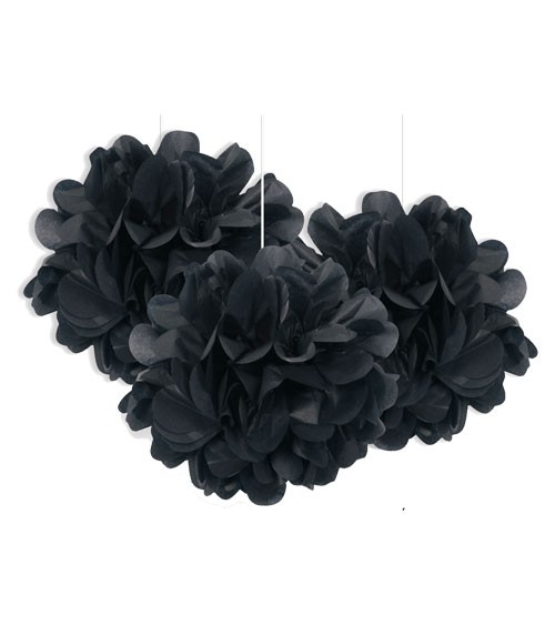 Pom Poms - schwarz - 23 cm - 3 Stück