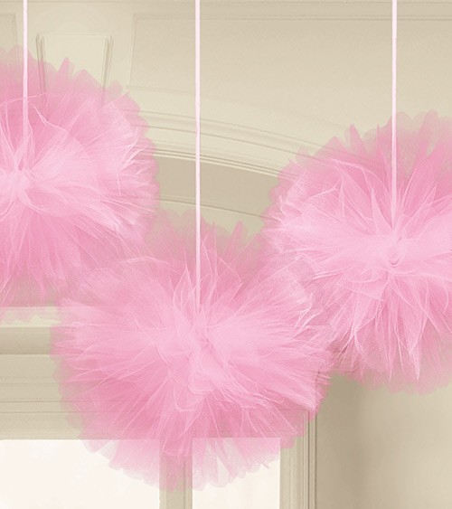 Tüll-Pom-Poms - rosa - 30,4 cm - 3 Stück