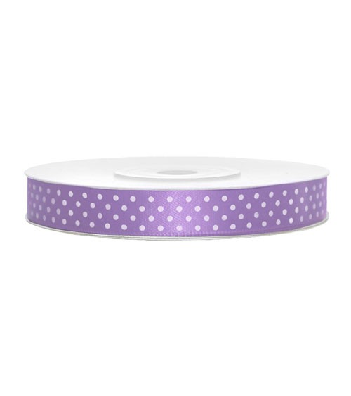 Satinband "Polka Dots" - lavendel - 12 mm x 25 m