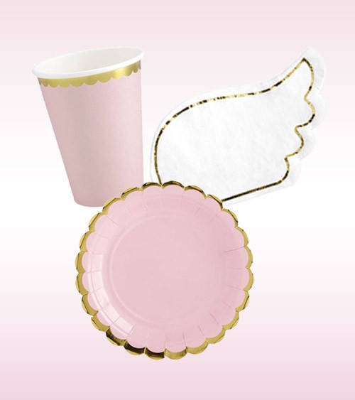 Taufe Deko-Set "Heaven" - rosa - 32-teilig