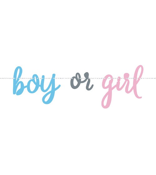 Schriftzuggirlande aus Pappe "boy or girl" - 2,13 m