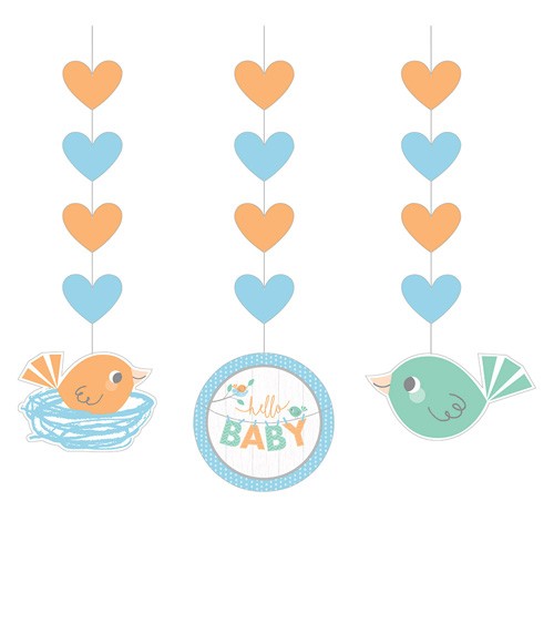 3er-Motivgirlande "Hello Baby - blau"