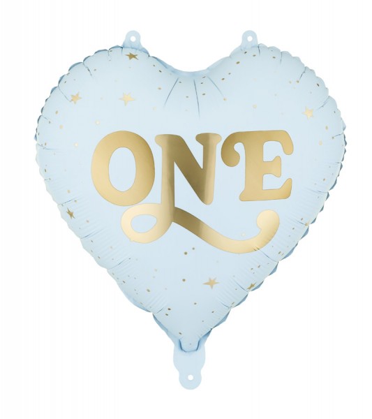 Herz-Folienballon "One" - hellblau - 45 cm