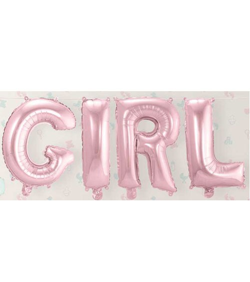Folienballon-Set "GIRL" - rosa - 36 cm