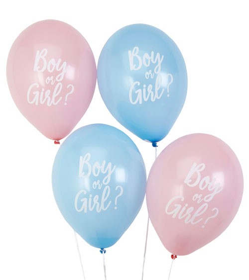 Luftballon-Set "Boy or Girl?" - rosa/hellblau - 8-teilig