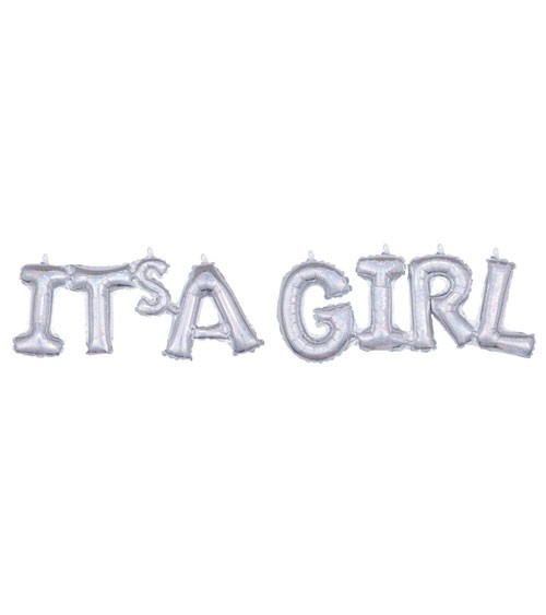 Schriftzug-Folienballon "It's a Girl" - holographic - 105 x 25 cm