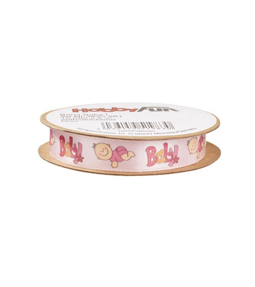 Selbstklebendes Geschenkband "Baby" - rosa - 15 mm x 2 m