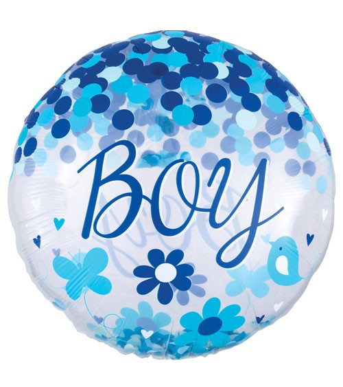 Jumbo-Folienballon mit Konfetti "Boy" - 71 cm
