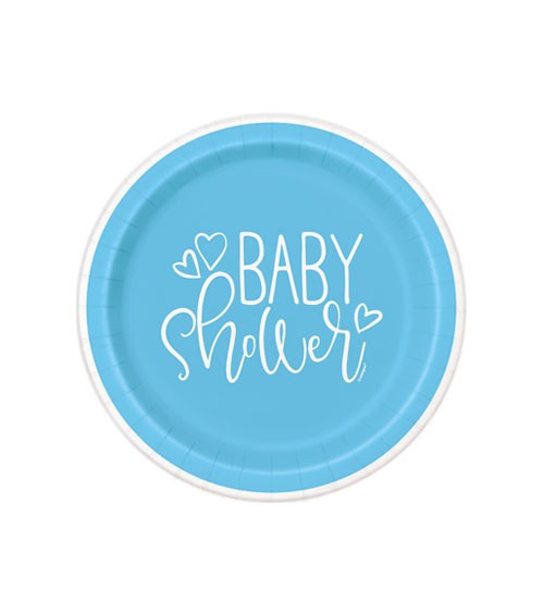 Kleine Pappteller "Baby Shower - blau" - 8 Stück